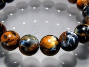 幻想的な色合い 4A ゴールド&ブルー ピーターサイト ブレスレット 11mm×18珠 別名 テンペストストーン 嵐の石 1点もの ナミビア産