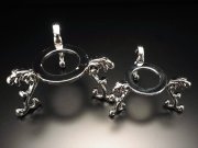 Mサイズ 丸玉用 金属製台座 シルバー 1個売り 円部分直径約39mm×高さ約41mm ゴージャスリーフデザイン つやつや光沢 inmy -s パワーストーン 天然石