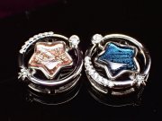 激安宣言 ギベオン 隕石 スター ペンダントトップ 直径約13.2mm 1個売り SILVER925 ブルー&ピンクゴールド メテオライト ジルコニア付き