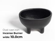 鋳鉄製 オーバル型 浄化用香炉 幅10.0cm ホワイトセージ・パロサントパウダー・チップ香・粉末香などの薫香の燃焼に便利 パワーストーン 天然石