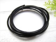 本革 革紐 ブラック 長さ約1m 紐幅約2.5mm レザーコード ハンドメイドアクセサリー制作に inmy パワーストーン 天然石