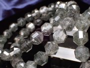 ダークカラー フィリフォーム 毛状 ・クリスタルインクォーツ 多面カット ブレスレット 約7mm-7.5mm×23珠前後 たっぷりインクルージョン