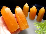 極上つやつや 濃厚発色タイプ オレンジカルサイト ポイント 六角柱 重さ100g-120g 幸運を呼び寄せる石 メキシコ産 パワーストーン 天然石