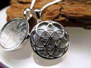 激安宣言 シード・オブ・ライフ ギベオンペンダントトップ シルバーカラー Mサイズ 縦約20mm 1個売り SILVER925 メテオライト 隕石 ナミビア・ハルダブ州産