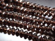 約4.5mm スモーキークォーツ ボタンカット 連 約38-40cm 透明感抜群 キラキラボタンカット ロンデル ブラジル産 パワーストーン 天然石
