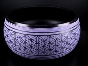 Sサイズ フラワーオブライフデザイン シンギングボウル パープルカラー マレット付き 高さ約8.5cm 幅約17.5cm 響き渡る倍音 枹 ばち付き 動画あり