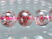 超透明 5A ストロベリークォーツ ブレスレット 苺水晶 7.5mm-8mm×24珠 きらきらレピドクロサイトたっぷり 一点物 ブラジル産