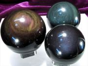 美麗4A レインボー オブシディアン 丸玉 直径50mm-52mm 大人気丸玉 レインボーシラー シラー 黒曜石 メキシコ産 パワーストーン 天然石