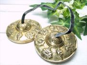 神聖な音色 動画あり チベット密教 ティンシャ 八吉祥 八つの幸運のシンボル 直径約60mm-65mm 紐25cm-30cm ラマシンバル チベタンシンバル 瞑想 ヒーリング