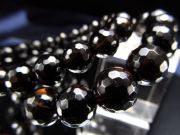 4A 黒水晶 ミラーボールカット ブレスレット 約10.5mm×19珠前後 極上多面カット 最強の魔除け 邪気払いの石 天然 モリオン チベット産