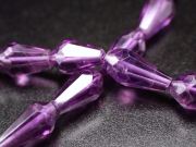縦約4.5mm-6mm×横約3mm アメジスト ドロップカット 一連 約34-36cm 紫水晶 宝石質ネックレス&ブレスパーツ 透明感抜群 ブラジル産