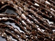 スモーキークォーツ 煙水晶 ドロップカット 縦約4mm-5mm×横約3mm 一連 約30-33cm 宝石質ネックレス&ブレスパーツ 透明感抜群 ブラジル産
