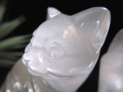 セレナイト 透石膏 猫 ネコ 彫刻置物 高さ約8.5cm-9.5cm 1個売り おすわりにゃんこ 白猫モチーフ 子孫繁栄・商売繁盛 聖母マリアのガラス