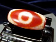 虎牙三眼天珠紅朱砂龍紋天珠 ミニサイズ 約30mm 1個売り チベット発祥の厄除け・開運お守り 虎牙三眼天珠 こがさんがんてんじゅ パワーストーン 天然石