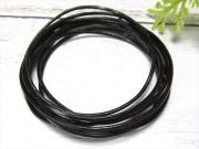 細めタイプ 本革 革紐 ブラック 長さ約1m 紐幅約1mm レザーコード ハンドメイドアクセサリー制作に
