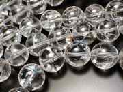AAA 透明天然水晶使 8mm-8.5mm珠 アイリスクォーツ クラック入り水晶 一連約38-40cm 天然石 ビーズ ブラジル産 rn-s