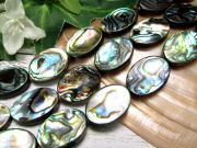 オーバル型 アバロンシェル アバローニ貝 一連 約38-40cm 幅約18mm×13mm前後 虹色光沢 ニュージーランド産 パワーストーン 天然石