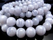 良質 美レース模様 ブルーレースアゲート 空色縞瑪瑙 ブレスレット 10.5mm-11mm×19珠 つやつやアイスブルー 深く優しい癒しの象徴 ブラジル産