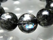 力強いウルフヘアー&虹 5A ブラックウルフヘアールチル ブレスレット 11.5mm-12mm×17珠 最強勝ち運ルチル・ビジネス運の向上に ブラジル産
