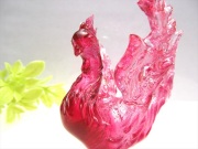 瑠璃製 美麗マゼンタカラー 鳳凰 置物 横幅約78mm 重さ137g 大吉開運 平安・調和をもたらす伝説の鳥 瑠璃ガラス製 ガラス フェニックス 不死鳥 1点物