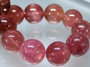 店頭展示中 キャッツアイ珠有り S級 ルベライト トルマリン ブレスレット 12mm-12.5mm×16珠 極上天然石 ピンクトルマリン 電気石 一点もの ブラジル産