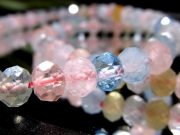 高コスパ MIXベリル 緑柱石 キラキラボタンカット ブレスレット 石サイズ5.5mm-6mm クリアパステルカラー 心身を癒す石