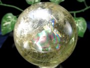 超透明 5A 虹入り シトリン 丸玉 台座付き 直径約58mm 重さ268g 透明感抜群 金運 財運 幸運 お守りにも 一点もの ブラジル産 パワーストーン 天然石