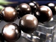 シルバーオブシディアン 黒曜石 ブレスレット 約9.5mm-10mm×19珠前後 神秘的で気品ある白銀シラー 古来からの強力な守護石 メキシコ産