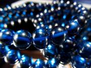 セミラウンドタイプ 4A サファイアブルーアンバー セミラウンド ブレスレット 幅約6mm-8mm前後 発色美しいリトアニアアンバー バルト海産