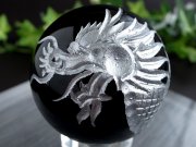 ★特選一玉★再入荷☆希少激レア☆【般若心経彫り♢漆黒のオブシディアン丸玉】❤️ オブシディアン