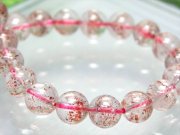3A+ 内容物たっぷり ストロベリークォーツ ブレスレット 6.5mm-7mm×27珠 きらきらレピドクロサイト 苺水晶 1点もの ブラジル産