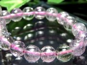 5A クンツァイト ブレスレット 7mm-7.5mm×26珠 きらりと目を引くキャッツアイ効果の珠も キラキラ反射 リチア輝石 一点物 ブラジル産 bl-