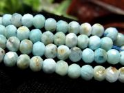 お買い得グレード 約3mm珠 ラリマー ボタンカット 一連 約27-29cm 愛と平和の石 カリブ海の宝石・ブルーペクトライト ドミニカ共和国産