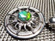 店頭展示中 次回入荷未定 5A アンモライト 太陽モチーフ ペンダントトップ 外径32mm 石直径10mm 幸運を呼び込む石 一点もの silver925 カナダ産