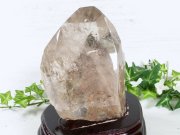 5A 立体千層ファントム 鏡花水月 龍神ガーデンクォーツ ポリッシュ ポイント置物 専用木製台座付き 高さ約156mm 重さ1157g グリーンガーデン水晶