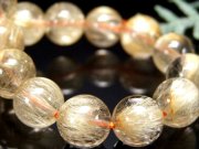 店頭展示中 タイチン針多め 4A+ ゴールドルチル ブレスレット 9mm-9.5mm×21珠 ギラギラゴールド 金運の代表石 一点もの ブラジル産 パワーストーン 天然石