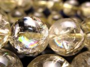 濃いめカラー アイリスレモンクォーツ ブレスレット 約9.5mm-10mm×21珠前後 きらきら アイリスレモン 希望と幸運を呼ぶレインボーの輝き ブラジル産