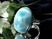癒しのライトブルー ラリマー オーバル型 リング 最大幅18mm フリーサイズ 14号-17号 重さ6.3g Silver925 指輪 カリブ海の宝石 世界三大ヒーリングストーン