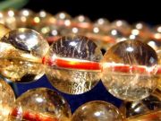 クリアなゴールデンカラー シトリン ブレスレット 7mm-7.5mm×26珠前後 煌くインクルージョン 豊かな富をもたらす『幸運の石』 ブラジル産 パワーストーン