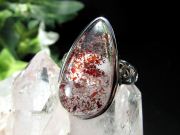 5A ストロベリークォーツ ファイアークォーツ リング ドロップ型 フリーサイズ 約14号-16号 石サイズ 23mm×12mm 指輪 きらきらレピドクロサイト 苺水晶