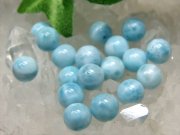 1珠売り 3A+ 6mm-6.5mm珠 極上ラリマー ビーズ石 ブルーとホワイトの美コントラスト 美しい水面模様 カリブ海の宝石 まさに母なる海 ドミニカ共和国産