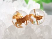 1粒売り 人脈運UP 金塗り 天然水晶 馬 うま 彫り ビーズ 12mm 金塗り パワーストーン 天然石 sst-30