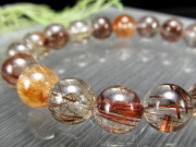 店頭展示中 3A+ MIXルチルクォーツ ブレスレット 約10mm-10.5mm×19珠 秋を閉じ込めた針の芸術品 高透明度×針バランス良好 財運・活力を呼ぶ守護石 一点もの
