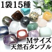 1袋15種入り Mサイズ タンブル 詰め合わせ 平均のサイズ約15mm-28mm さまざまな天然石と出会えるパック売り わくわく詰め合わせ パワーストーン 天然石