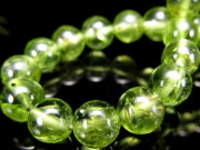 4A ペリドット ブレスレット 6.5mm-7mm×27珠 かんらん石 オリーブグリーン 8月誕生石 煌めく黄緑色 イブニングエメラルド 夜の宝石 一点もの ミャンマー産