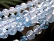 激安宣言 小サイズビーズ 約3.5mm-4mm前後 アクアマリン キラキラ多面カット 一連 約37-39cm 幸せな結婚の象徴 3月の誕生石 ネックレス・ピアスなどにも