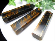 ツートンタイガーアイ ポイント 六角柱 1個売り 重さ約100g-120g シラー効果 ゴールド&ブルー バイカラー 力と財力の象徴 虎目石 南アフリカ産