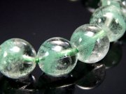 店頭展示中 限定4本 S級 全珠くっきり山形 エメラルドグリーンファントム ブレスレット 9.5mm-10mm×19珠 澄み切った水晶に浮かぶ新緑のファントム
