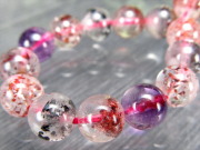 クッキリ内包物 5A スーパーセブン ブレスレット 7mm-7.5mm×27珠 7種類の石の要素が共鳴する パワーストーン 天然石 一点もの ブラジル産 パワーストーン