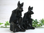 漆黒の守護者 オブシディアン 黒曜石 アヌビス 彫刻置物 1個売り 魔を断つ黒の守護神 浄化と再生 メキシコ産 パワーストーン 天然石 守護神 アヌビス神 彫刻